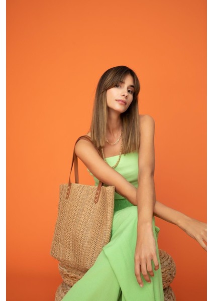 Kadın Büyük Çapraz Hasır Çanta W7294azns