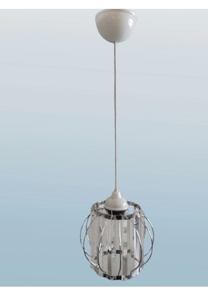 Kristal Taşlı Yuvarlak Küçük Fiskiye Tekli Avize E-27