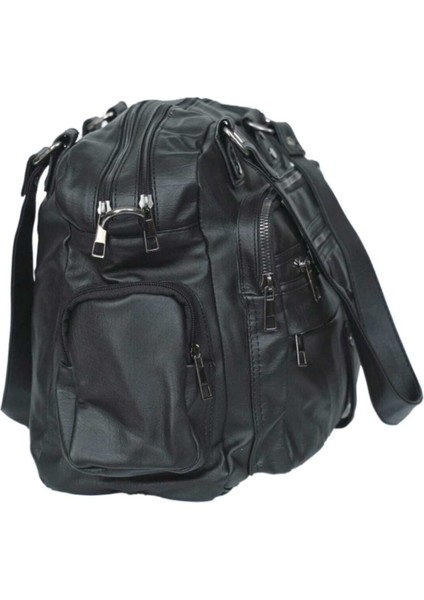 Kadın Siyah Yumuşak Yıkama Deri Çok Bölmeli Omuz Kol Çapraz Çanta modelleri