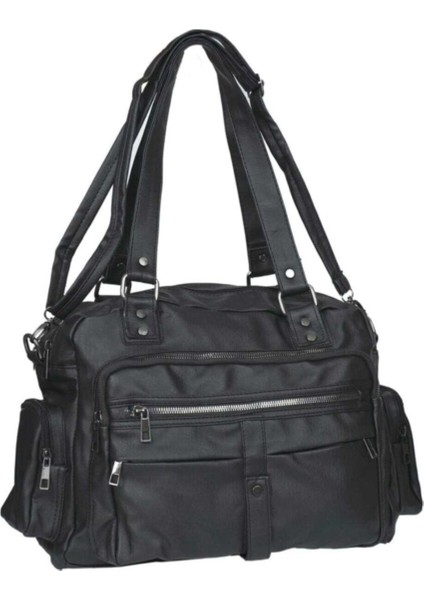 Kadın Siyah Yumuşak Yıkama Deri Çok Bölmeli Omuz Kol Çapraz Çanta fırsatları