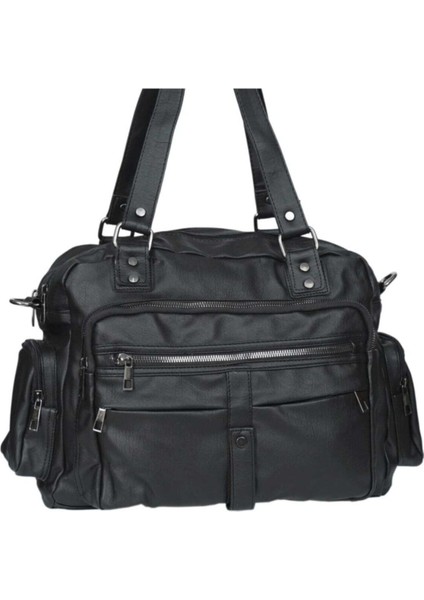 Kadın Siyah Yumuşak Yıkama Deri Çok Bölmeli Omuz Kol Çapraz Çanta indirimleri