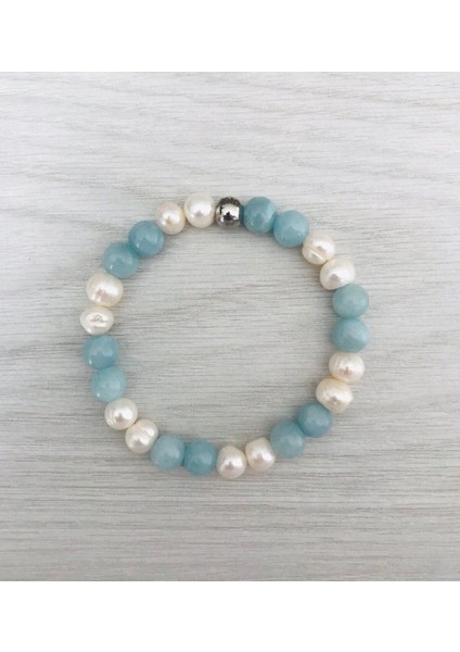 Gerçek Inci- Mavi Kuvars Taşı Bileklik MKT20250007