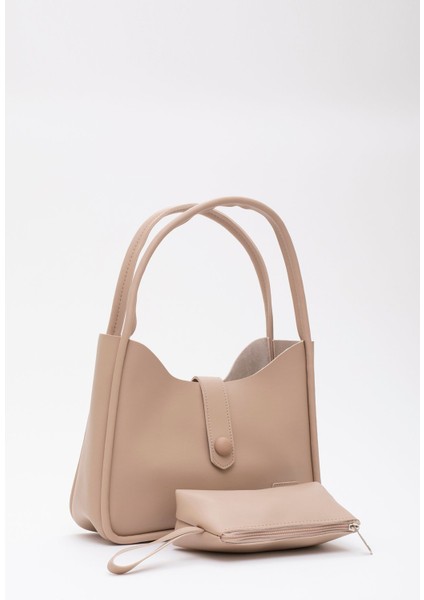 Vizon Shk79 Deri Düğme Detaylı Çıtçıtlı Makyaj Çantalı Kol Ve Omuz Çantası E:30 U:22 G:10