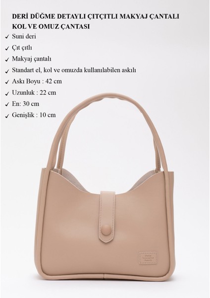 Vizon Shk79 Deri Düğme Detaylı Çıtçıtlı Makyaj Çantalı Kol Ve Omuz Çantası E:30 U:22 G:10 modelleri