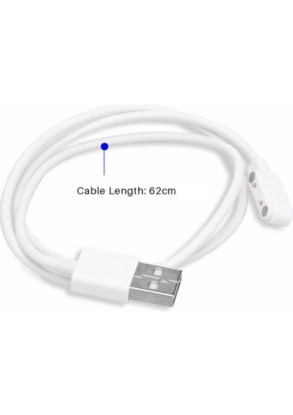 USB 2 Pin Pogo Kablo Akıllı Saat Manyetik Sabitleyici Şarj Kablosu GT88 GT68 KW08 KW18 KW88 KW98 KW99 KW28 FS08 GV68 KW06