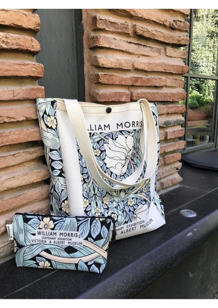 William Morris Kanvas Bez Çanta& Makyaj Çantası Yıkanabilir Metal Çıtçıtlı Cepli fırsatları