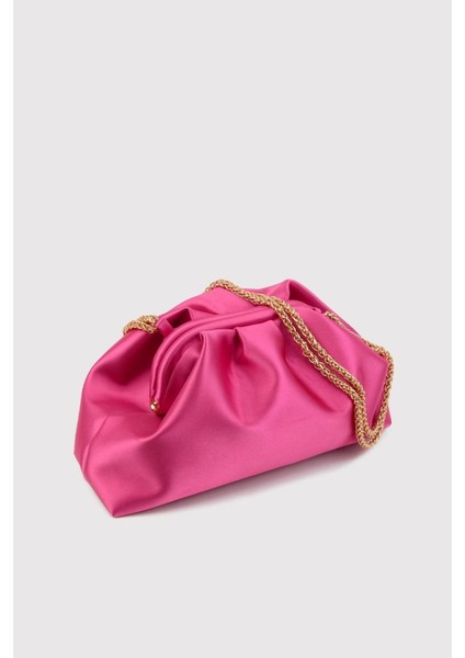 Fuşya Kadın Saten Kumaş Zincirli Omuz Çantası modelleri