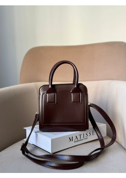 Kadın Acı Kahve Deri Zamansız Trend Model Çapraz Askılı El Ve Omuz Çanta