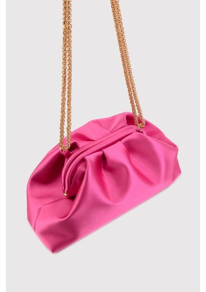 Fuşya Kadın Saten Kumaş Zincirli Omuz Çantası indirimleri