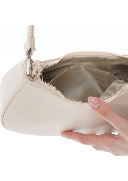 Kadın Orijinal Deri Model Krem Baget Omuz Çantası Bagi modelleri