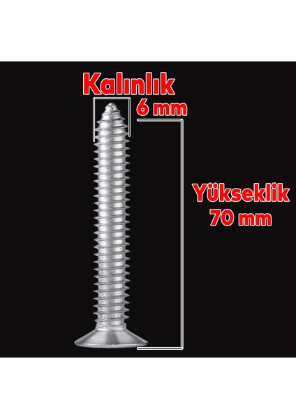 Sunta Vidası Sivri Uçlu Ahşap Tahta Ağaç Mobilya Ayak Kulp Vidası 6X70 mm Paket 100 Adet fiyatları