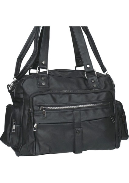 - Çok Cepli Bayan Kol Çantası Siyah