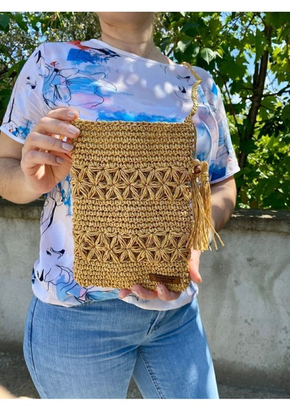 Askılı Hasır El Örgüsü Omuz Çantası - Telefon Çantası - Postacı Çantası modelleri