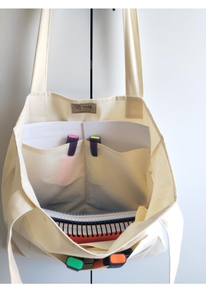 Naturel Kumaş 6 Cepli Tote Çanta fiyatları