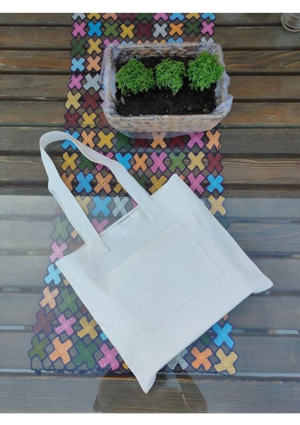 Naturel Kumaş 6 Cepli Tote Çanta fırsatları