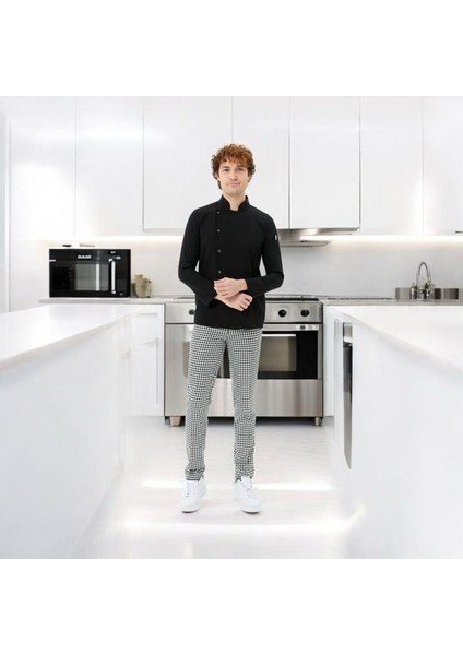 Chefpro Erkek Siyah Şef Ceketi Aşçı Kıyafeti fırsatları