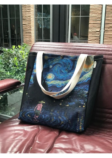 Körüklü Kanvas Bez Çanta Van Gogh