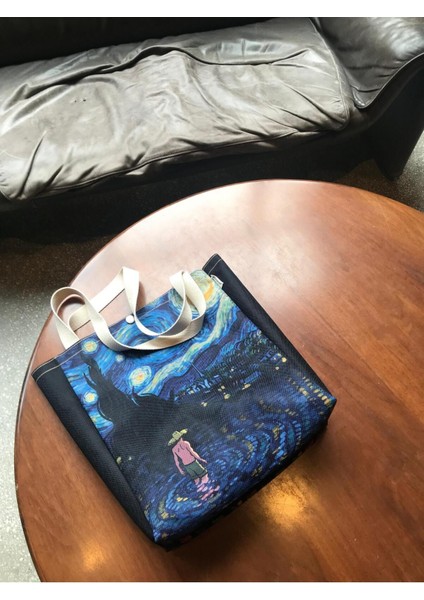 Körüklü Kanvas Bez Çanta Van Gogh modelleri