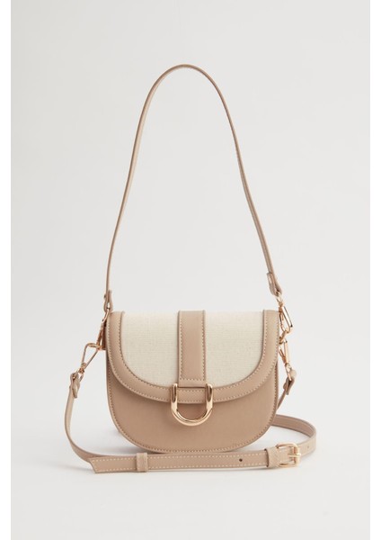 Kanvas Detaylı Tokalı Çanta Bej indirimleri