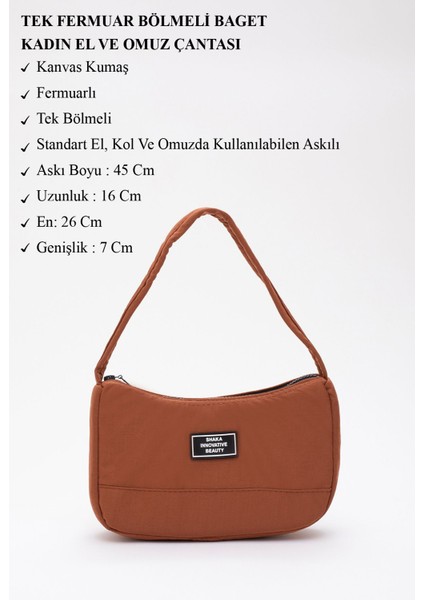 Kiremit U11 Kanvas Kumaş, Tek Bölmeli ,Fermuarlı, Askılı Baget Model El, Kol Ve Omuz Çantası modelleri