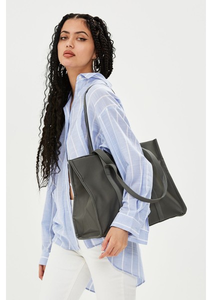 Paraşüt Kumaş Shopper Amelia Kadın Kol Çanta Gri modelleri