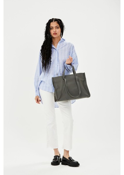 Paraşüt Kumaş Shopper Amelia Kadın Kol Çanta Gri fırsatları