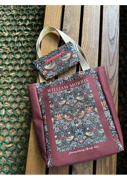 William Morris Kanvas Bez Çanta& Makyaj Çantası Yıkanabilir Metal Çıtçıtlı Cepli (2'Li Set) fırsatları