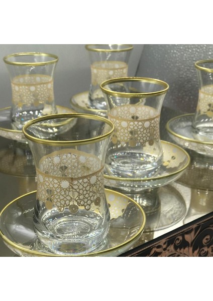 Desenli 6 Kişilik Çay Bardağı Seti