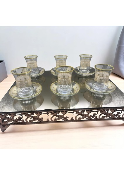 Desenli 6 Kişilik Çay Bardağı Seti