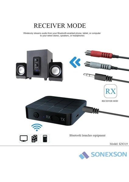 Bluetooth Ses Alıcı Verici Aux Rca USB Stereo Kablosuz Mikrofonlu Araba Tv Pc Rx Tx Receiver modelleri
