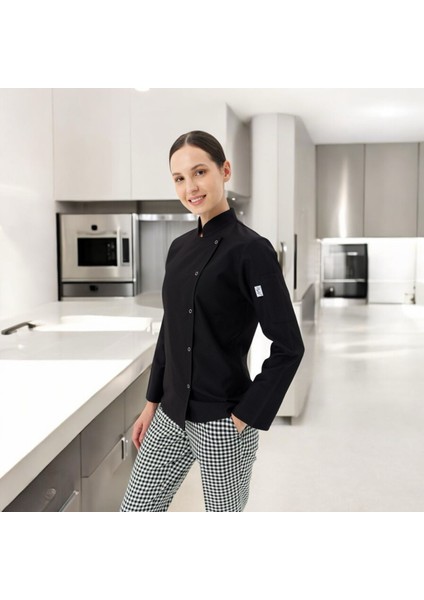 Chefpro Kadın Siyah Şef Ceketi Aşçı Kıyafeti fiyatları