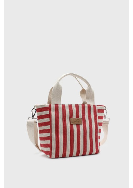 Kadın Çizgili Mini Keten Tote Çanta fiyatları