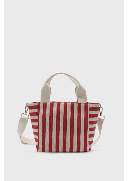 Kadın Çizgili Mini Keten Tote Çanta modelleri