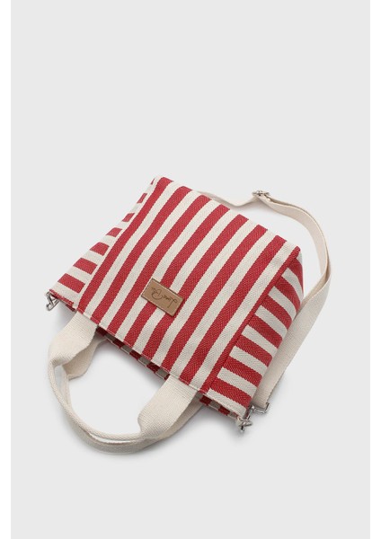 Kadın Çizgili Mini Keten Tote Çanta fırsatları