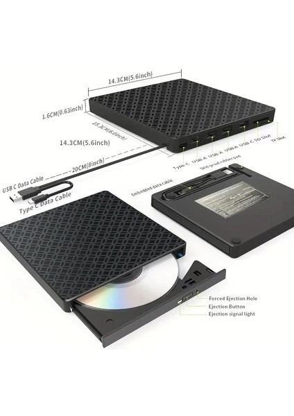 7in1 Harici USB 3.0 ve Type-C Dvd-Rom Dvd-Rw Optik Sürücü, USB ve Type C Kablolu, Pc, Tablet, DVD Player, Desenli Tasarım Ultra Slim CD Rom Okuyucu CV440 indirimleri