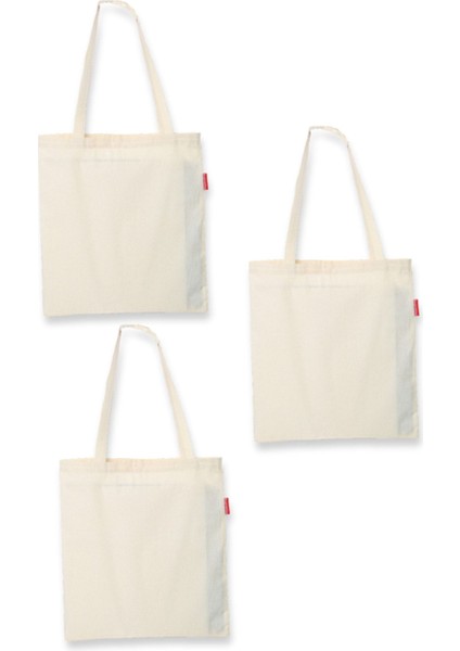 Baskısız Bez Çanta 35x40 Kulplu Naturel 3 Adet