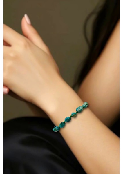 Canlı Renk Doğal Amazonit Bileklik Makrome Ayarlı 433-4 fiyatları