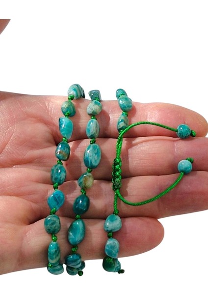 Canlı Renk Doğal Amazonit Bileklik Makrome Ayarlı 433-4 modelleri