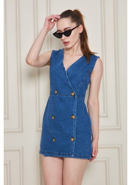 Dugmeli Kisa Kot Elbise