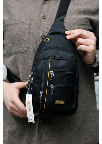 Seventeen Siyah Renk Orta Boy Çok Gözlü Sırt & Çapraz Göğüs & Omuz Çantası