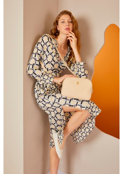 Print Bej Kadın Omuz Çantası 05PO22Y1536