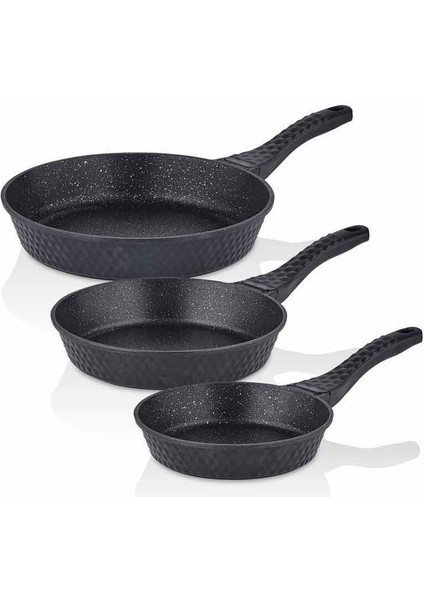 3 Triton 3'lü Döküm Tava Seti Döküm Siyah Döküm Yapışmaz Taban Kızartma Tavası Tr modelleri