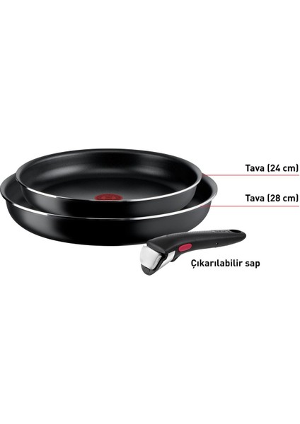 Titanyum Titanyum Ingenio Simple Cook 1x Küçük Set - 3 Parça Difüzyon Taban Fr Izgara Tavası Siyah