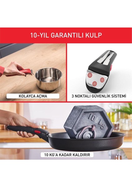 Titanyum Titanyum Ingenio Simple Cook 1x Küçük Set - 3 Parça Difüzyon Taban Fr Izgara Tavası Siyah