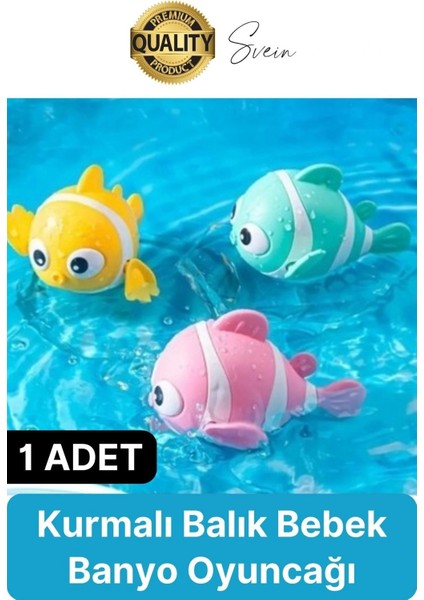Kurmalı Balık Bebek Banyo Oyuncağı Arkadaşı Deniz Şişme Havuz Küvet Suda Yüzen Eğlenceli Oyuncak