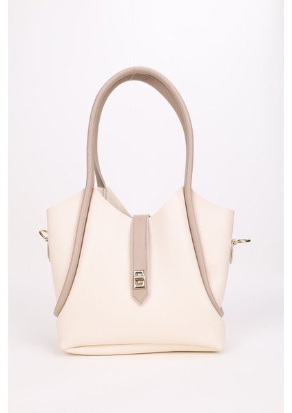 Krem Vizon Kilit Detaylı Makyaj Çantalı Uzun Askılı Kadın El Omuz Ve Çapraz Çanta fırsatları