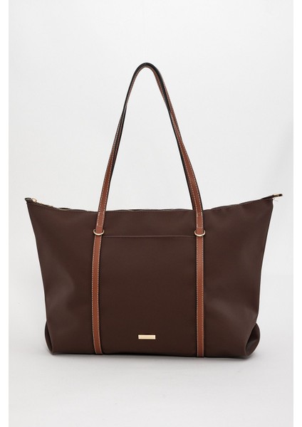 Kadın Şeritli Shopper Omuz Çantası Boris