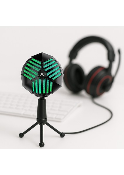 Rgb Profesyonel Stüdyo Mikrofon Kayıt Frekans Aralığı: 50Hz – 16KHZ Condenser Masaüstü Canlı Yayın Mikrofonu Pc Usb, Oyun, Podcast, Kayıt, Yayın, Mac, Winows ile Uyumlu GM-888