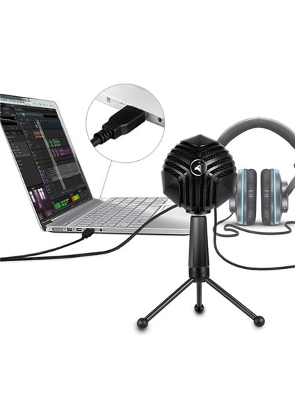 Rgb Profesyonel Stüdyo Mikrofon Kayıt Frekans Aralığı: 50Hz – 16KHZ Condenser Masaüstü Canlı Yayın Mikrofonu Pc Usb, Oyun, Podcast, Kayıt, Yayın, Mac, Winows ile Uyumlu GM-888