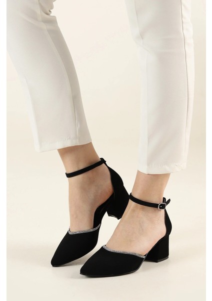 Önü Kapalı Taşlı Kalın Topuklu Ayakkabı modelleri